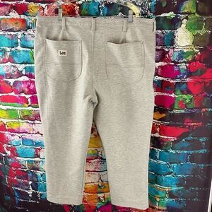 Lee Regular Fit High Rise Straight Crop Knit Pants Womens 22 M Heather Gray Stre